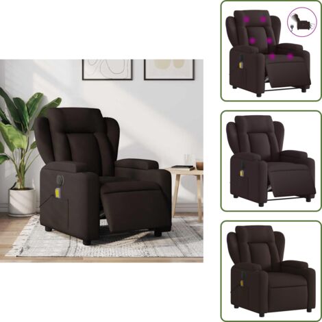 Reposapiés eléctrico - vidaXL Sillón reclinable de masaje eléctrico tela marrón oscuro - Asiento cómodo