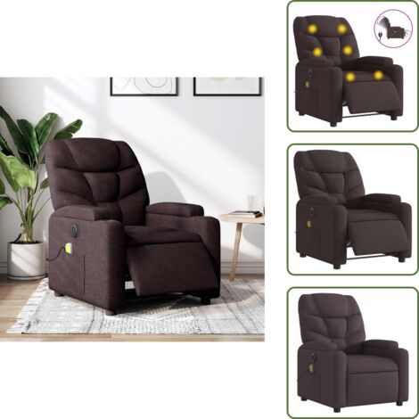 Reposapiés eléctrico - vidaXL Sillón reclinable de masaje eléctrico tela marrón oscuro - Asiento cómodo
