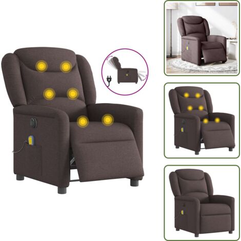Reposapiés eléctrico - vidaXL Sillón reclinable de masaje eléctrico tela marrón oscuro - Asiento cómodo