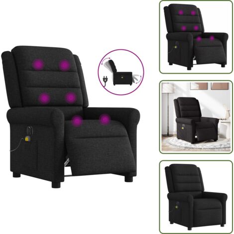 Reposapiés eléctrico - vidaXL Sillón reclinable de masaje eléctrico tela negro - Asiento cómodo