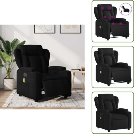 Reposapiés eléctrico - vidaXL Sillón reclinable de masaje eléctrico tela negro - Asiento cómodo