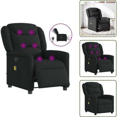Reposapiés eléctrico - vidaXL Sillón reclinable de masaje eléctrico tela negro - Asiento cómodo