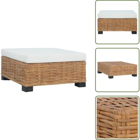 Reposapiés interior - vidaXL Reposapiés con cojín ratán natural -