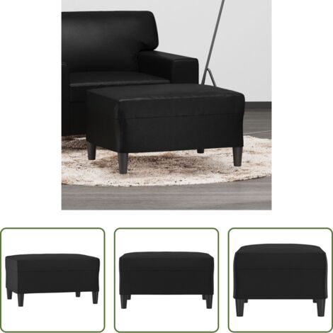 Reposapiés moderno -  Reposapiés de cuero sintético negro 70x55x41 cm