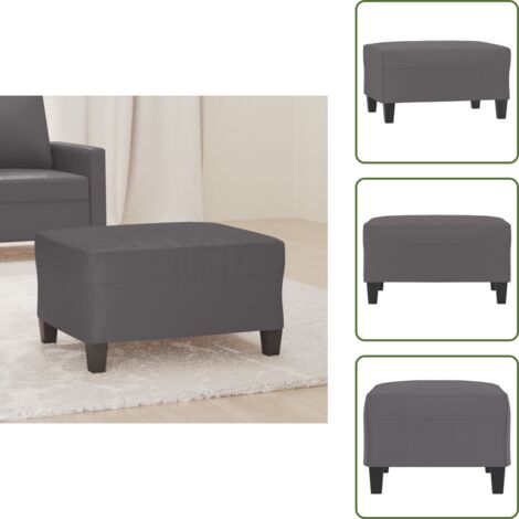 Reposapiés modernos - vidaXL Reposapiés de cuero sintético gris 70x55x41 cm - Taburete de madera
