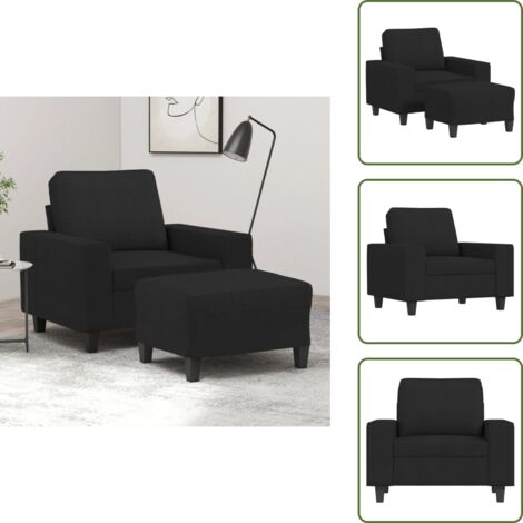 Reposapiés para sofá - vidaXL Sillón con taburete tela negro 60 cm - Diseño moderno