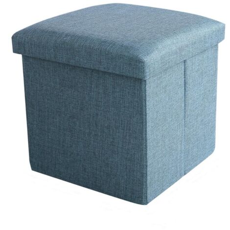 Reposapiés plegable con tapa para almacenaje de ropa, ideal para salón, dormitorio y pasillo, 30 x 30 x 30 cm - azul lago