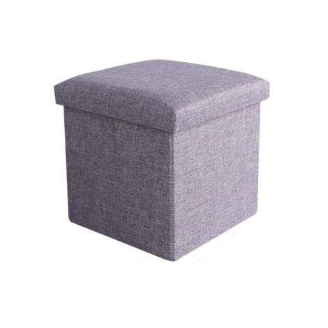 Reposapiés plegable con tapa para guardar ropa, ideal para salón, dormitorio y pasillo, 38 x 38 x 35 cm - gris claro