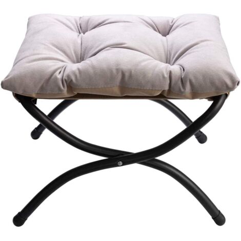 Reposapiés plegable para sala de estar, reposapiés metálico para sofá, taburete para jardín/balcón, otomana pequeña, gris.