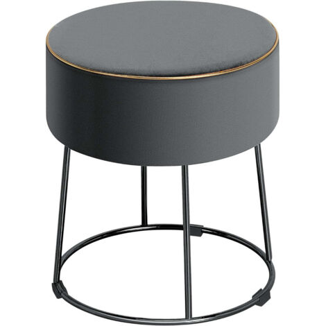 Reposapiés redondo de terciopelo 34 x 34 x 41 cm multifuncional 150 kg estilo moderno y elegante en terciopelo gris 200014182