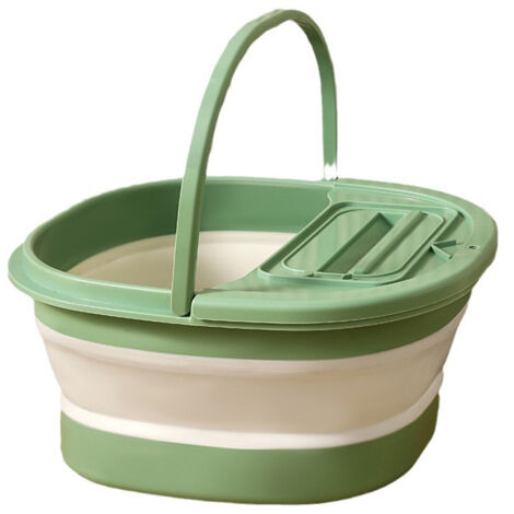 [Reposapiés] – Reposapiés relajante con función de masaje para tu spa en casa – Plegable, reforzado, 39,5 cm – Blanco/Verde