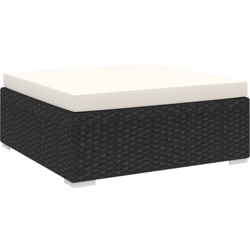 

vidaXL Reposapies Seccional con Cojín Ratán Sintético Negro Blanco - Negro