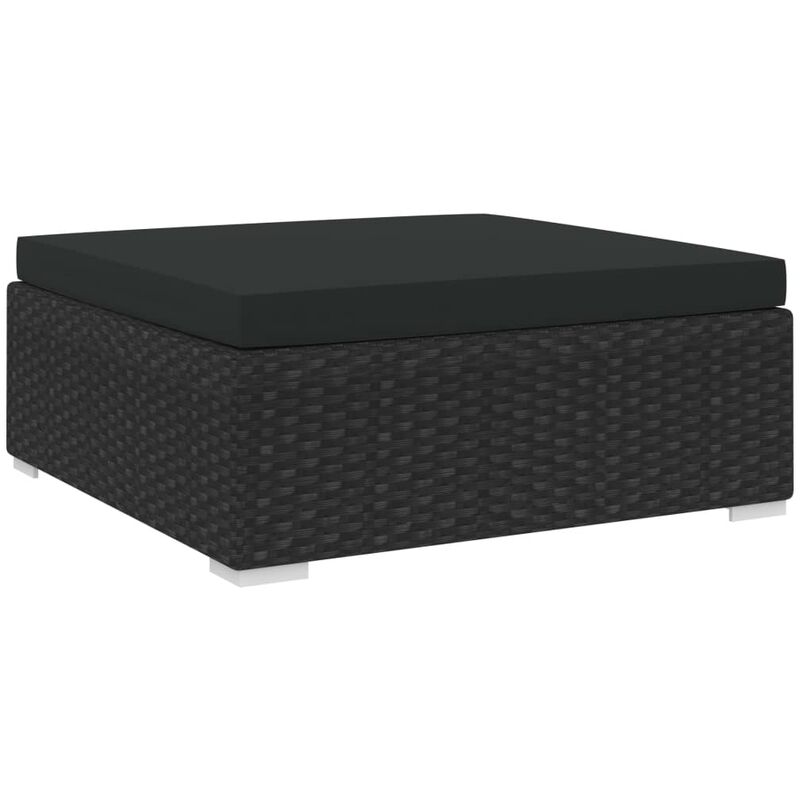 

vidaXL Reposapies Seccional con Cojín Ratán Sintético Negro - Negro