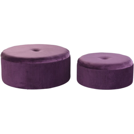 Reposapies Set 2 Poliester Mdf 70X70X28 Terciopelo MB199069