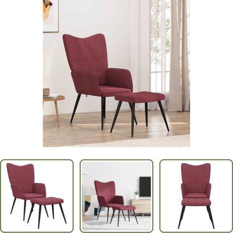 Reposapiés -  Sillón de relax con reposapiés tela rojo tinto