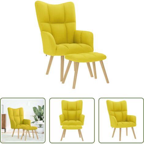 Reposapiés -  Sillón de relax con taburete tela amarillo clara