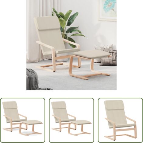Reposapiés -  Sillón de relax con taburete tela color crema