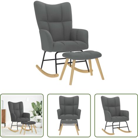 Reposapiés -  Sillón mecedora con taburete tela gris oscuro