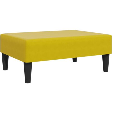 Reposapiés taburete 77 x 55 x 31 cm n estructura de madera contrachapada de terciopelo amarillo DEC030349