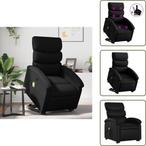 Reposapiés - vidaXL Sillón reclinable de masaje de pie cuero artificial negro - Masaje de vibración