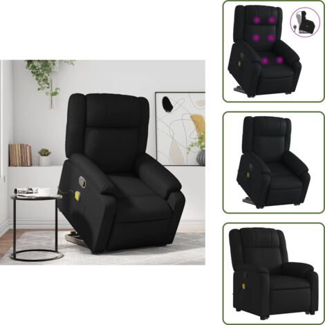 Reposapiés - vidaXL Sillón reclinable de masaje de pie cuero artificial negro - Masaje de vibración