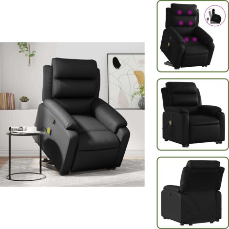 Reposapiés - vidaXL Sillón reclinable de masaje de pie cuero artificial negro - Masaje de vibración