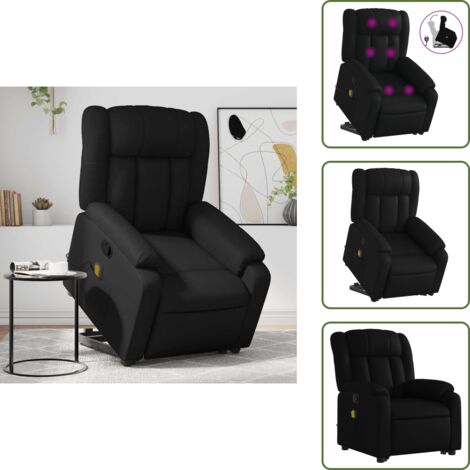 Reposapiés - vidaXL Sillón reclinable de masaje de pie cuero artificial negro - Respaldo