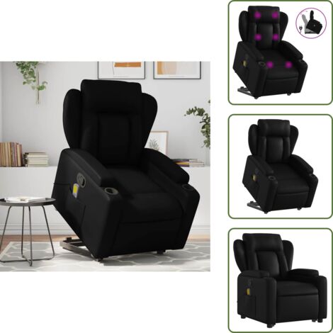 Reposapiés - vidaXL Sillón reclinable de masaje de pie cuero artificial negro - Respaldo