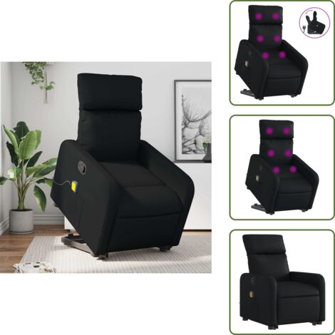Reposapiés - vidaXL Sillón reclinable de masaje de pie cuero artificial negro - Respaldo