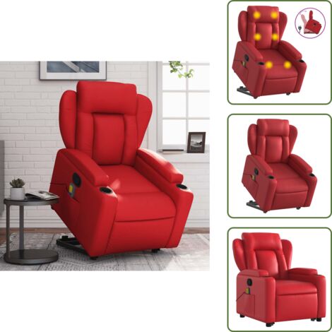Reposapiés - vidaXL Sillón reclinable de masaje de pie cuero artificial rojo - Masaje de vibración