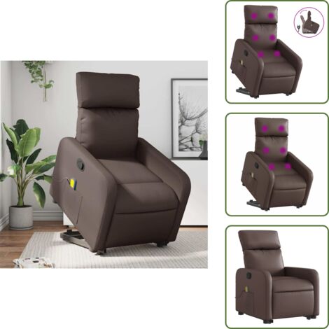 Reposapiés - vidaXL Sillón reclinable de masaje de pie de cuero sintético marrón - Respaldo