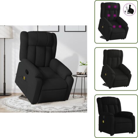 Reposapiés - vidaXL Sillón reclinable de masaje elevable tela negro - Respaldo