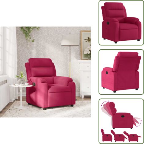 Reposapiés - vidaXL Sillón reclinable de terciopelo rojo tinto - Respaldo