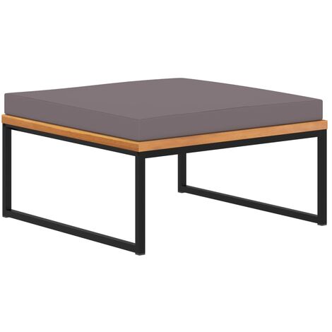 Reposapiés y cojín madera maciza acacia gris oscuro 66x66x36 cm vidaXL