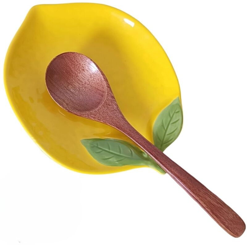 Repose-cuillère en céramique citron,cuillère cuisine original, repose couvert multifonction, porte-cuillère résistant à la chaleur pour