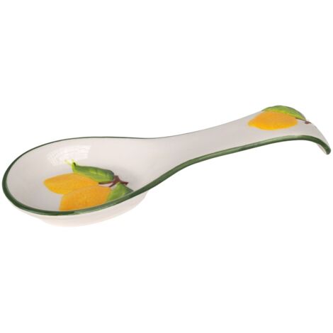 Repose-cuillère en céramique motif citron, accessoire décoratif pour ustensiles de cuisine
