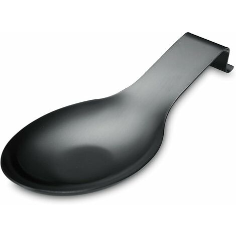 Repose Cuillère En Noir Mat, Porte Cuillère En Acier Inoxydable Pour Cuisinière, Porte Stensiles De Cuisine Pour Louches, Pinces, Spatule, Porte-cuillère Pour Cuisinière (1PC-9,5 Pouces) JUNJUN