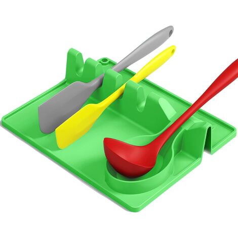 Repose-cuillère en silicone avec tampon anti-goutte pour plusieurs ustensiles. Repose-ustensiles en silicone 6 en 1 porte-cuillère en silicone de plus grande taille pour cuisinière, sans BPA, résistan