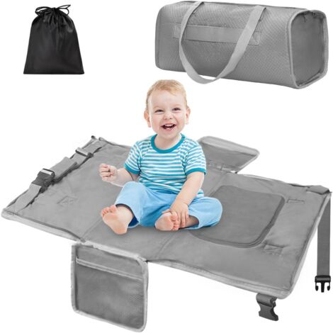 Repose Pied Avion Enfant,76×42cm Noir Lit Avion Enfant,Extension Portable Lit Bebe,Léger et Pliable,S'allonger et se Reposer,pour Vols Voiture,Les Voyages en Courts gris