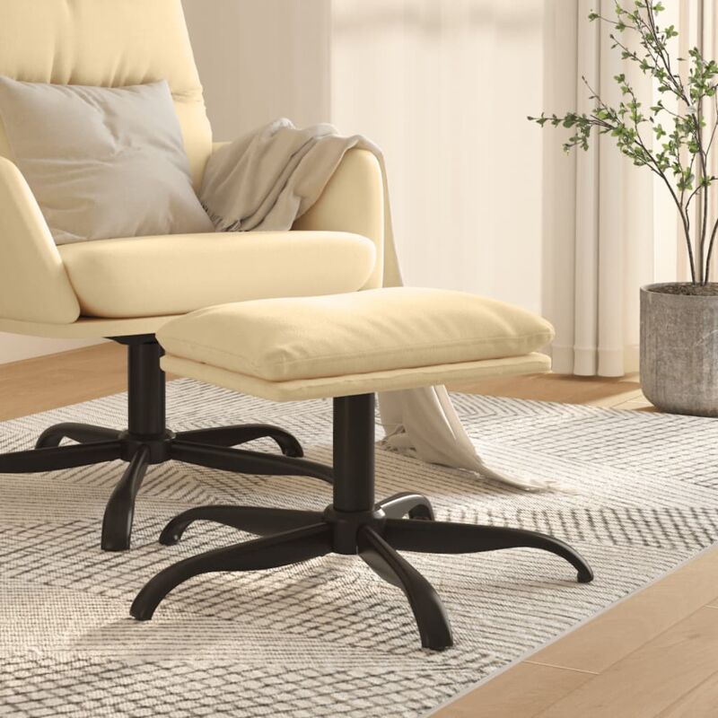 Repose-pied Blanc crème 60x60x36 cm Velours Vidaxl
