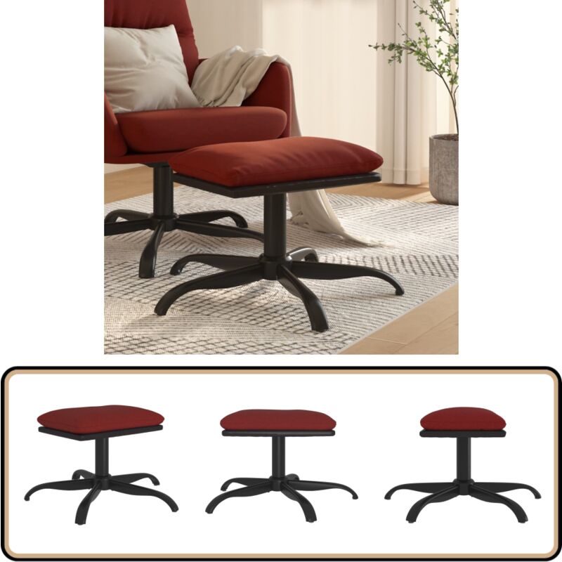 Repose-pied Bordeaux 60x60x36 cm Tissu et similicuir - Tabouret - Repose-pied - Meuble Salon - Pouf - Décoratif