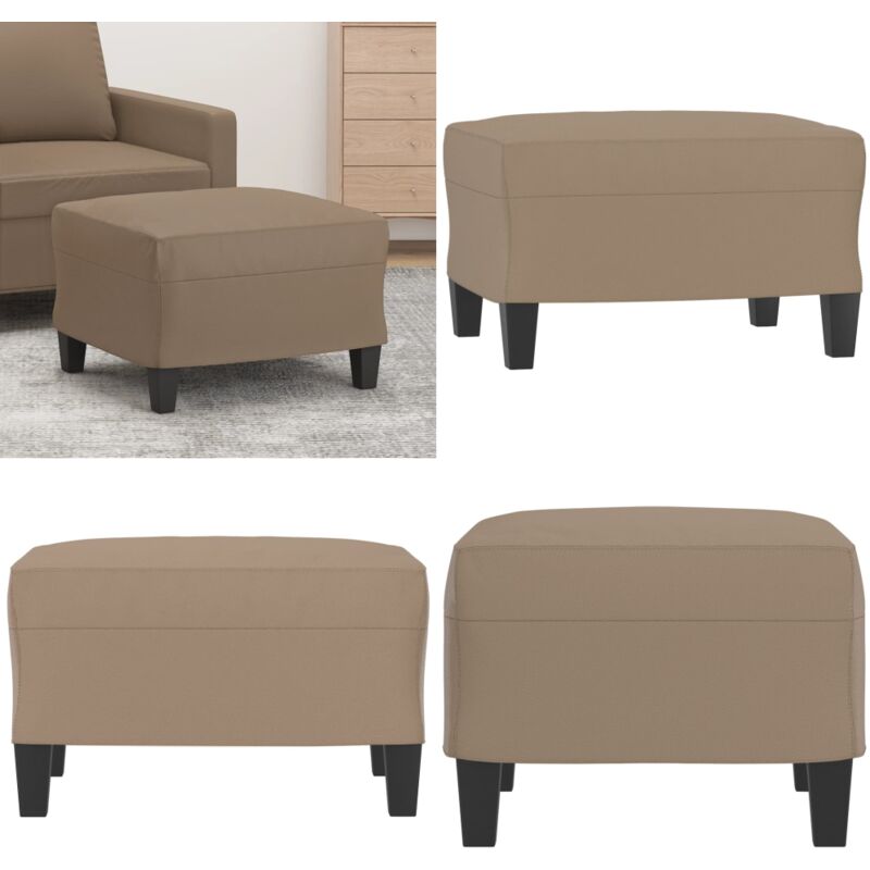 Repose-pied Cappuccino 60x50x41 cm Similicuir - Tabouret - Repose-pied - Pouf - Simili Cuir - Meuble Salon - Home & Living