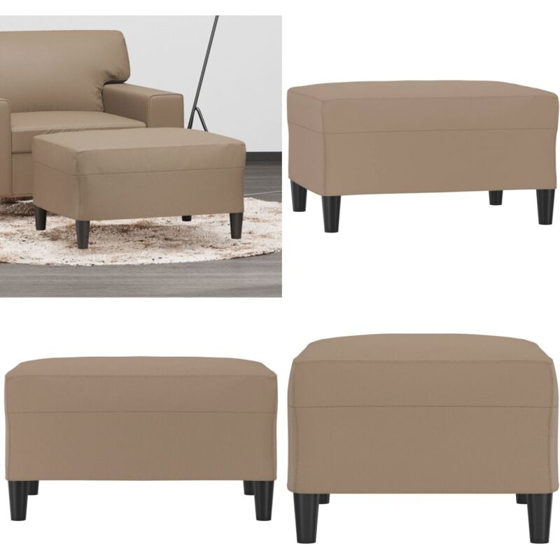 Repose-pied Cappuccino 70x55x41 cm Similicuir - Tabouret - Repose-pied - Pouf - Simili Cuir - Marron - Home & Living