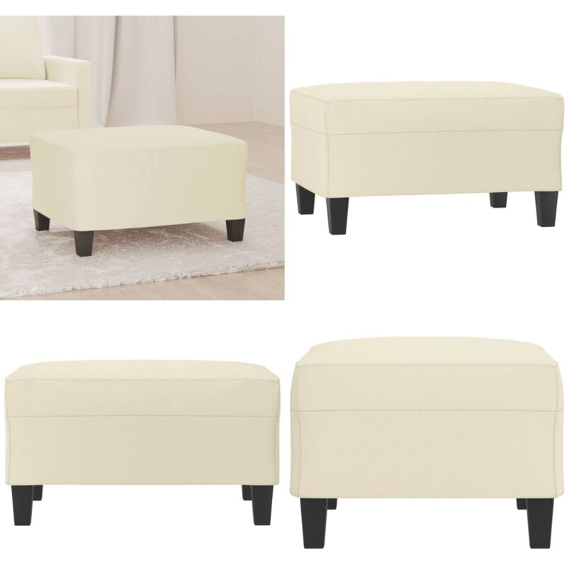 Repose-pied Crème 70x55x41 cm Similicuir - Tabouret - Repose-pied - Pouf - Simili Cuir - Crème - Home & Living