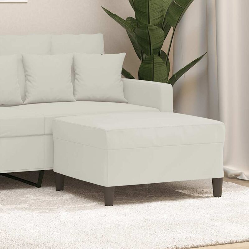 Torana – Repose-pied velours crème 70x55x41 cm – Mousse haute densité pour confort – Design moderne et compact pour espaces réduits