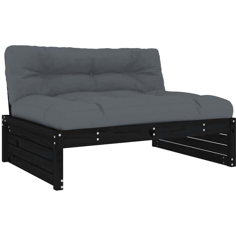 Vidaxl - Canapé central 120x80 cm noir bois de pin massif