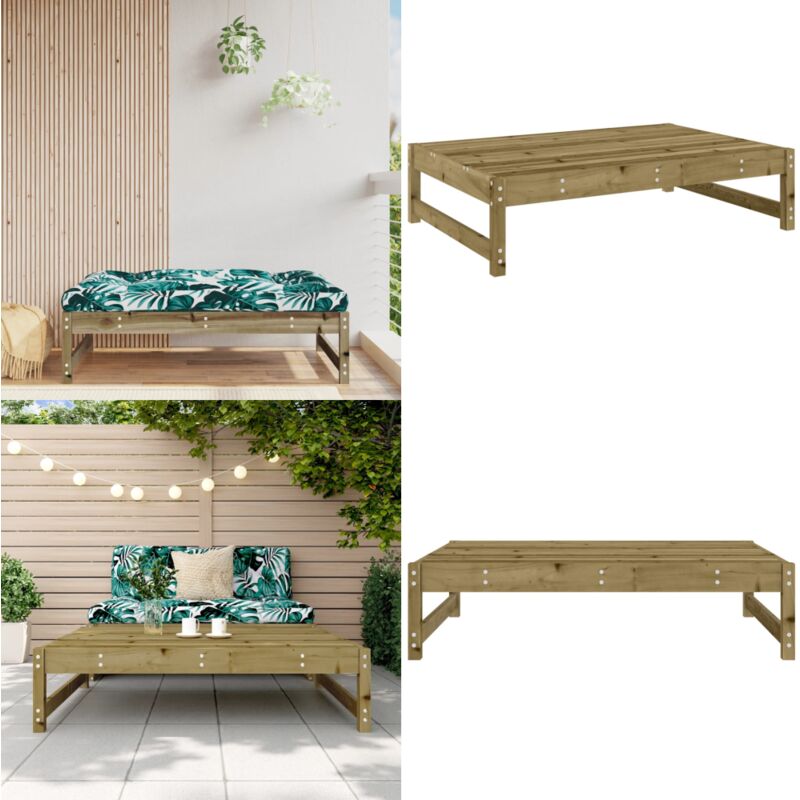 Repose-pied de jardin 120x80 cm bois de pin imprégné - Repose Pied Jardin - Pouf Extérieur - Mobilier De Jardin - Chaise Extérieure - Table Basse