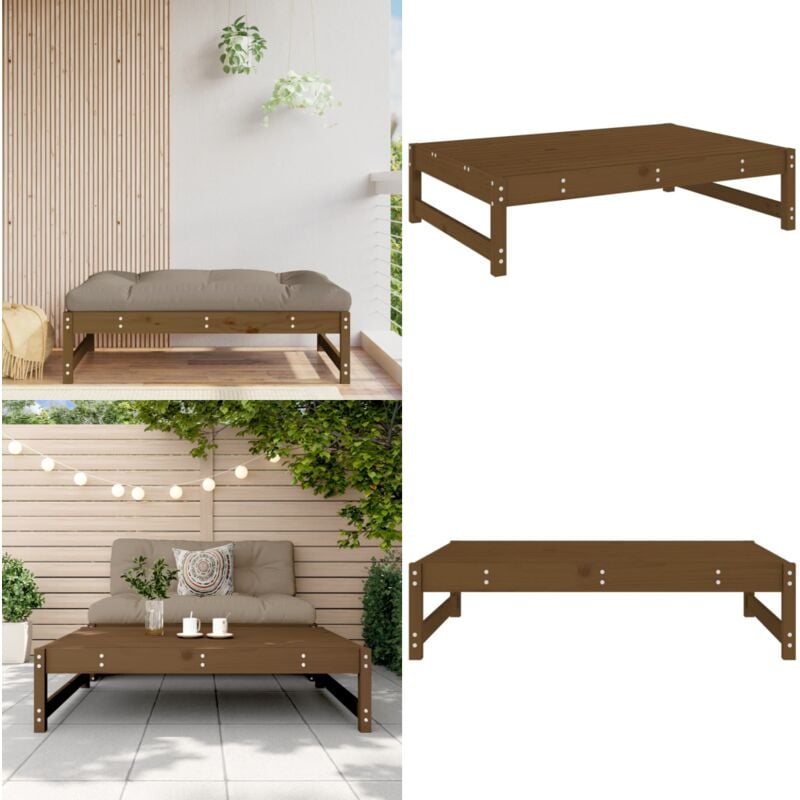 Repose-pied de jardin 120x80 cm marron miel bois de pin massif - Pouf De Jardin - Repose Pied - Mobilier De Jardin - Chaise De Jardin - Table Basse