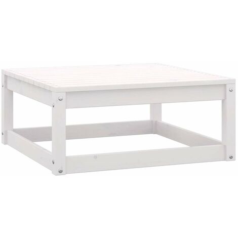 Repose-pied de jardin 70x70x30 cm Blanc Bois de pin solide