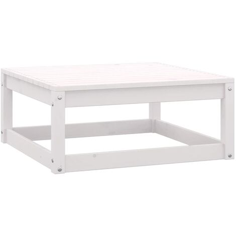 Repose-pied de jardin 70x70x30 cm Blanc Bois de pin solide
